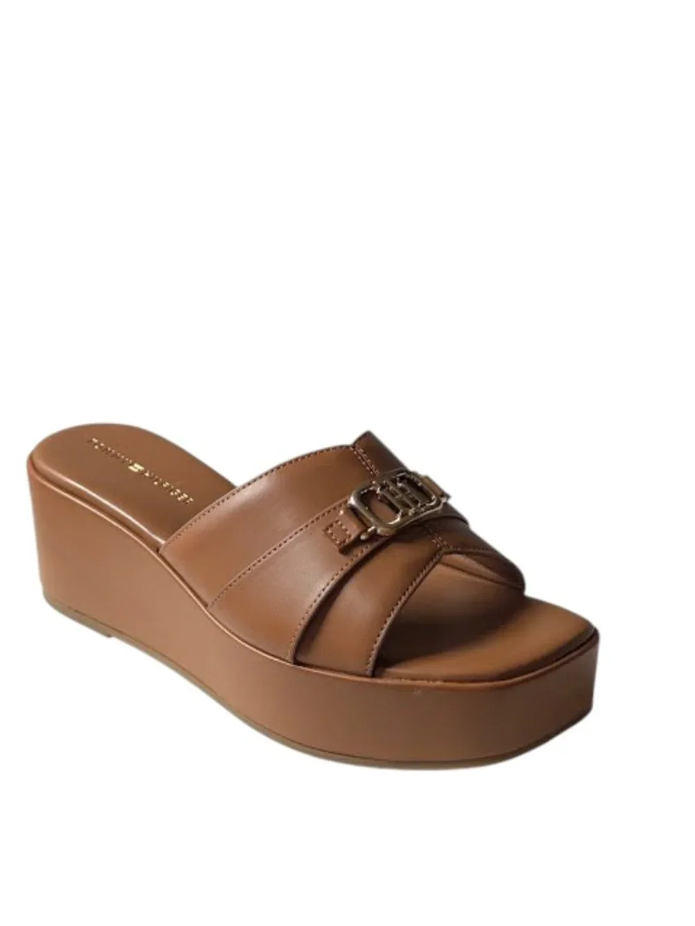 Tommy Hilfiger Platform Slide Comfort  Wedge Heel Warm Tan Sandals Size 8.5 NOWB